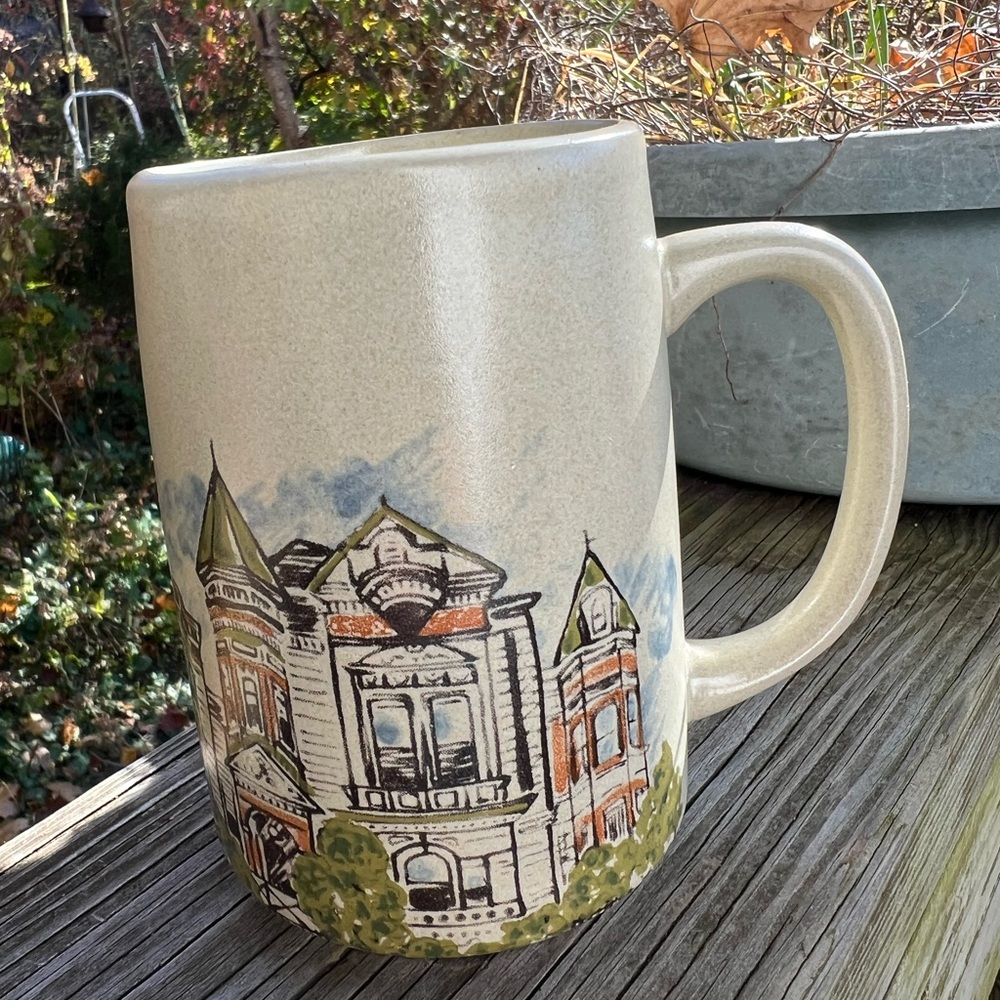 1980’s Painted San Francisco 4.75” Mug Painted Ladies Victorian Houses Ceramic